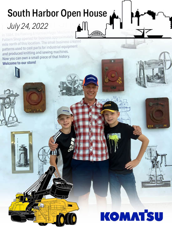 Picture of me with my sons taken at the Komatsu Mining open house at the Komatsu South Harbor Campus